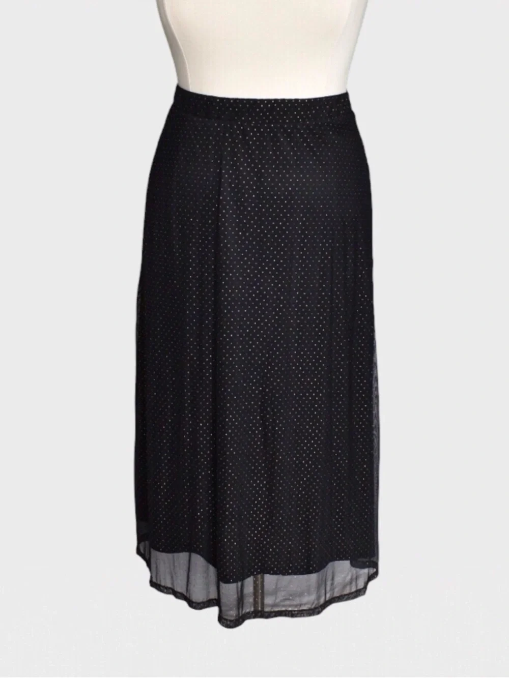 C Est‎ 1946 Shimmery Polka Dot Sheer Overlay Maxi Skirt